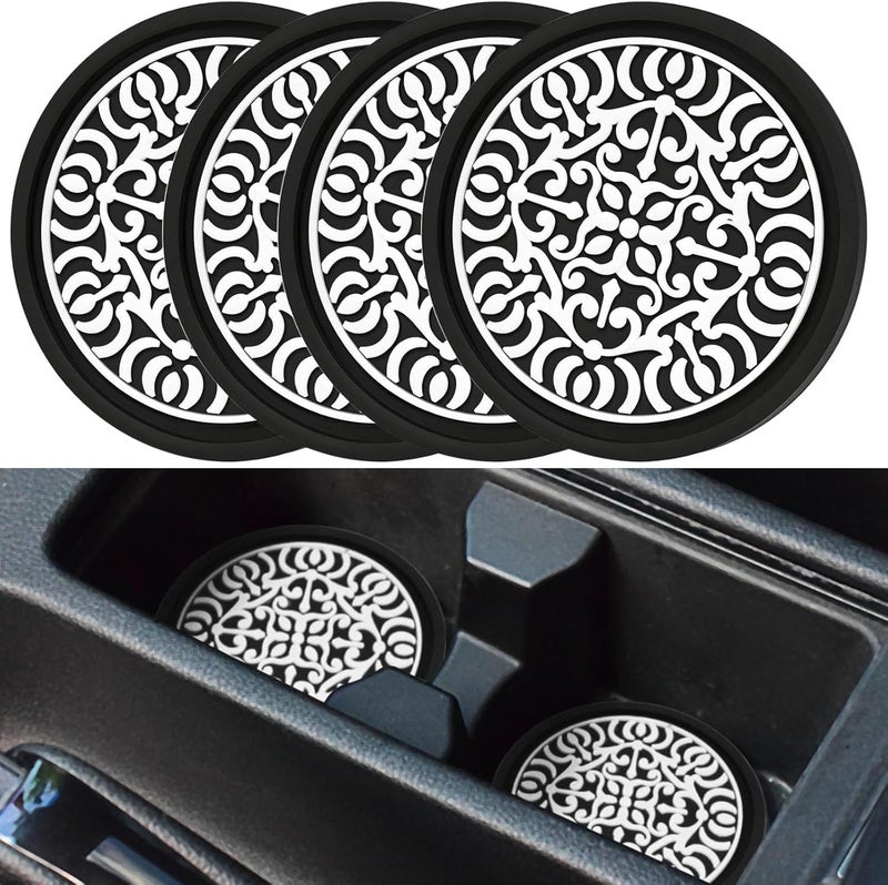 DBlosp 4 Pack Car Cup Holder Coasters, Cute and Creativity Cup Holder Insert Coaster Car Interior Accessories-2.75 inch Silicone Anti Slip 3D Pattern Car Coaster-Universal - Image 1